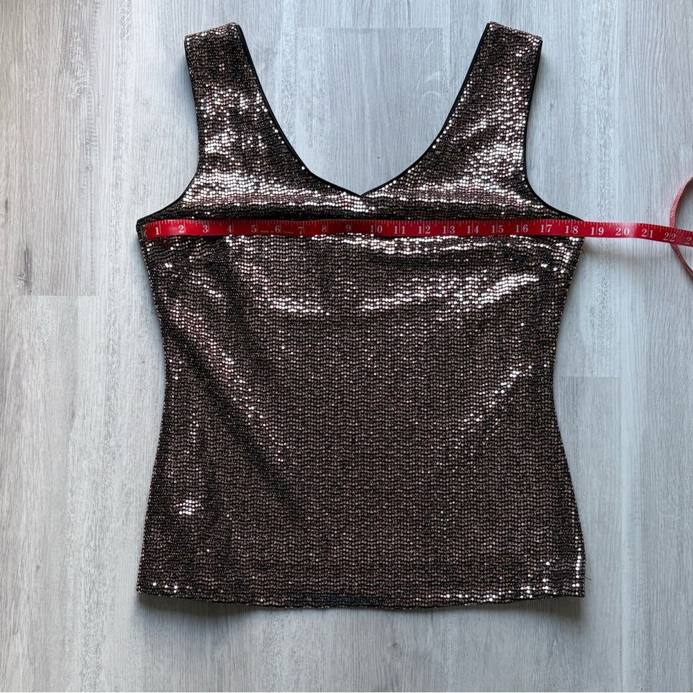 Joseph Ribkoff Rose Gold Sequins Sleeveless Top Sizs 12 Cocktail - Picture 7 of 9